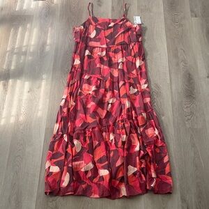 NWT Nine West Vibrant Red and Pink Maxi Dress